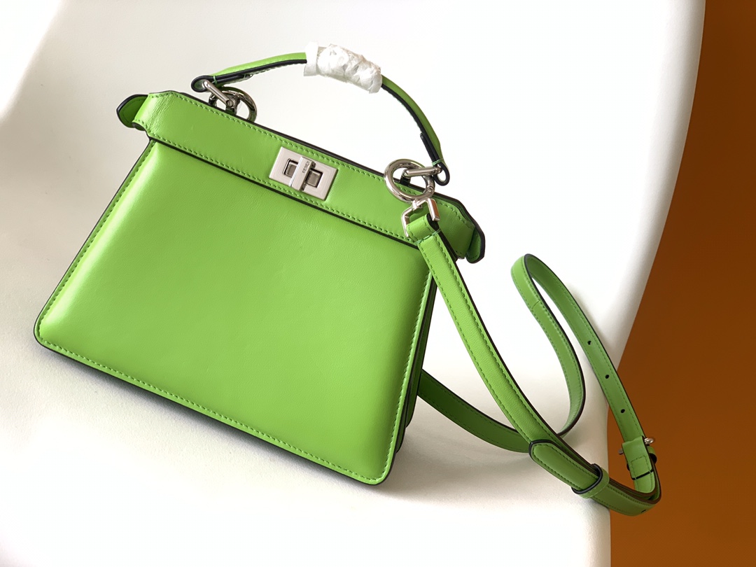 Fendi Peekaboo ISeeU Petite Green Padded Nappa Leather Bag